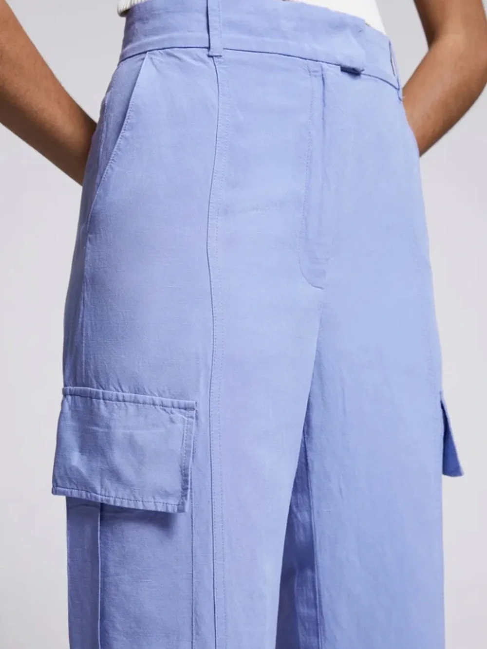 & Other Stories Wide-Leg Cargo Pants NWT Size 0 In Blue (Periwinkle/Purple) - Picture 9 of 13